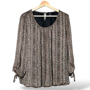 HAVER LONDON Easy Care Poly Bubble Hem Top Bubble Sleeves Fully Lined US Sz 1X